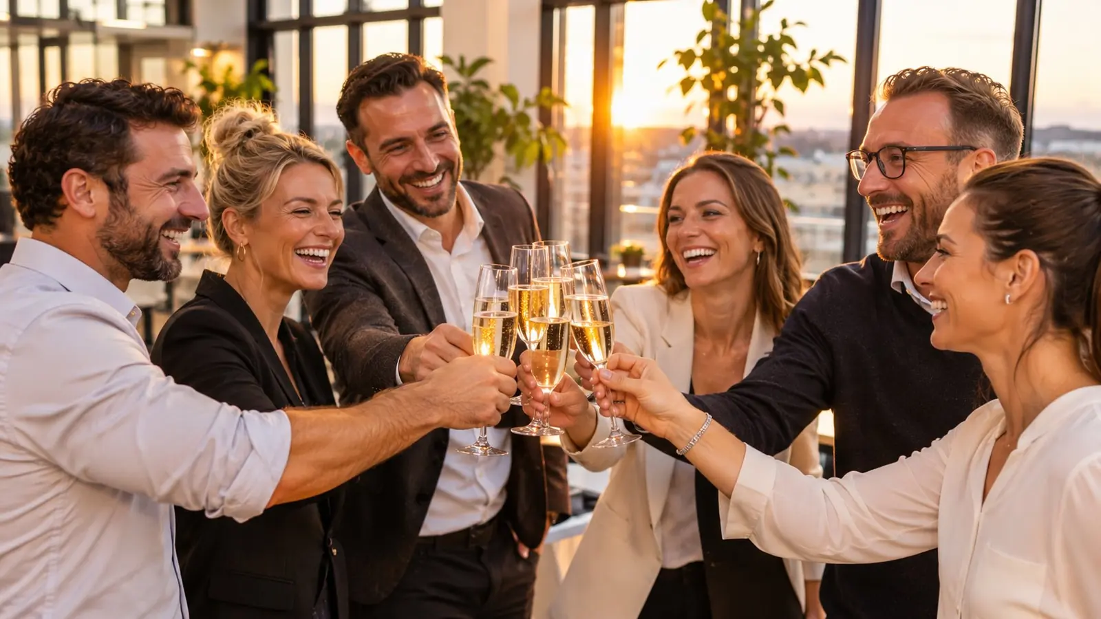 Team feiert gemeinsam einen Meilenstein